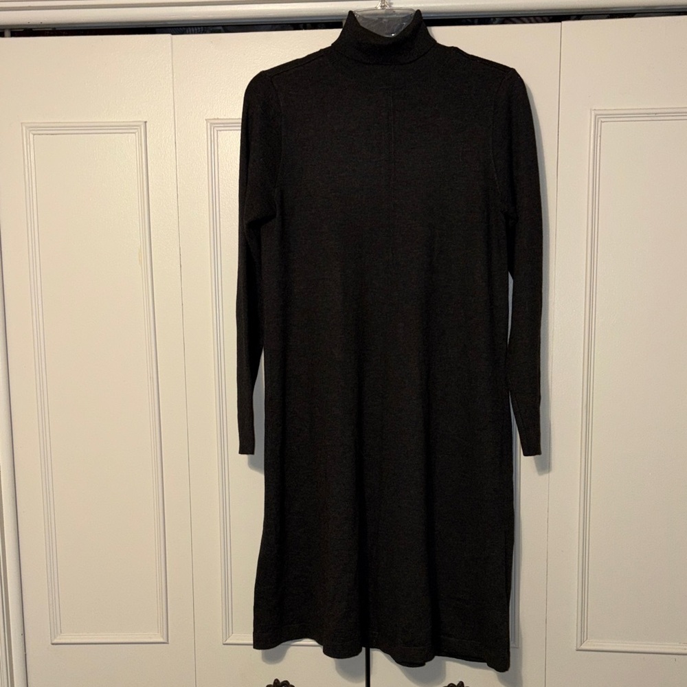 AB Studio Classic Charcoal Long Sleeve Turtleneck Dress